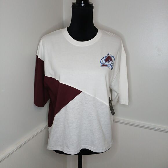 NHL Colorado Avalanche Women's Short Sleeve Shirt Size Medium Colorblock NWT - Picture 1 of 7